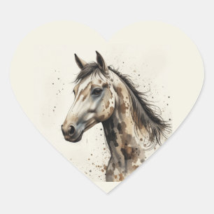 Sticker Cœur Amour Beau Cheval Appalosa Animal Art
