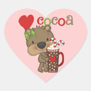 Sticker Cœur Amour de cacao d'ours de fille