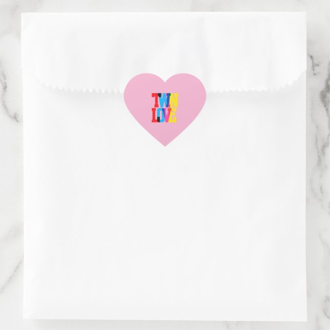 Sticker Cœur Amour de vrais jumeaux de couleur (Sac)