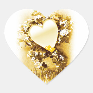 Sticker Cœur Amour Doré