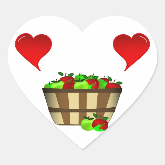 Sticker Cœur Amour du panier de pomme (Devant)