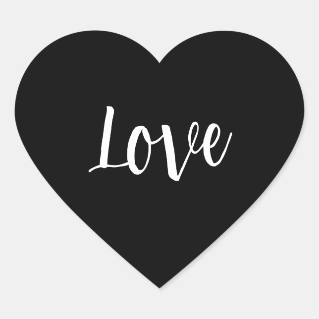 Sticker Cœur Amour en blanc sur fond noir (Devant)