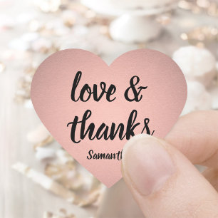 Sticker Cœur Amour et Merci Rose Rose Gold Faux Merci Foil