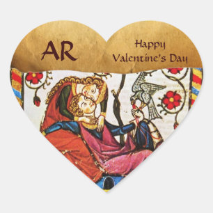 STICKER CŒUR AMOUR ÉTERNEL VALENTINE COEUR MONOGRAMME PARCHEMEN