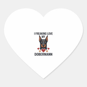 Sticker Cœur Amour fou pour le chien Dobermann Cœurs rouges_1