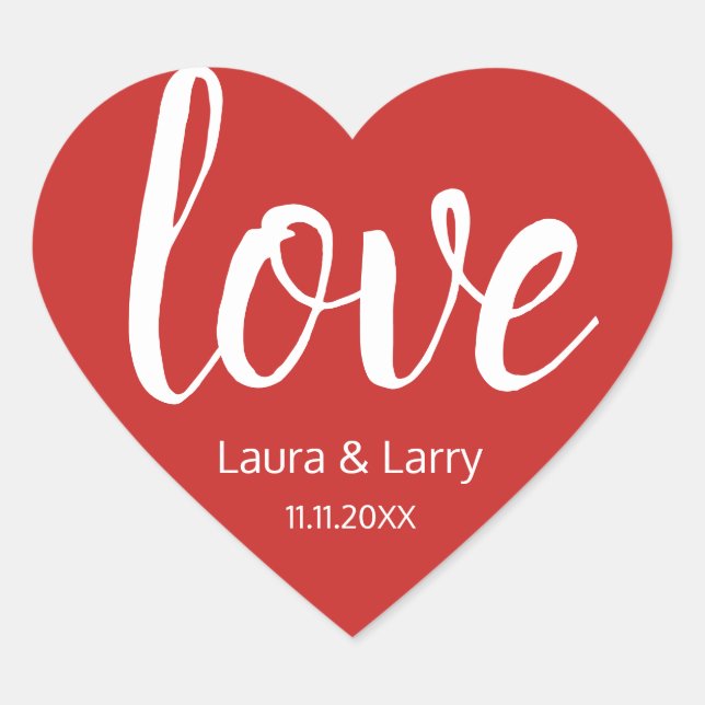 Sticker Cœur Amour moderne Coeur Rouge Mariage Faveur Enveloppe (Devant)