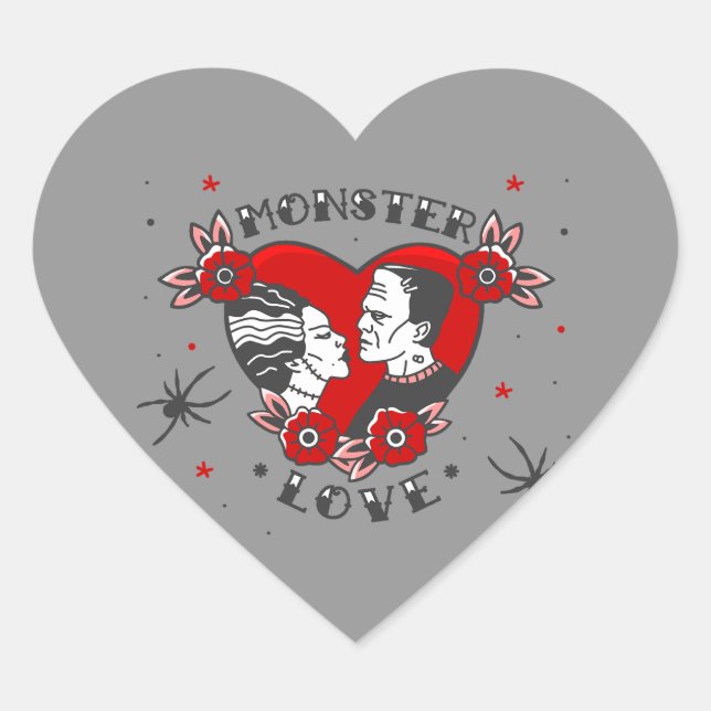 Sticker Cœur amour monstreux rockabilly frankenstein valentin (Devant)