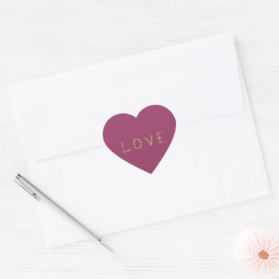 Sticker Cœur Amour Pailleté Or Bourgogne