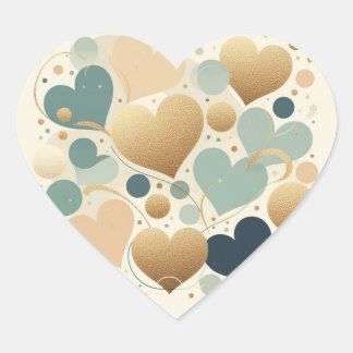 Sticker Cœur Amour Pastel Esthétique Abstrait Minimaliste Beige