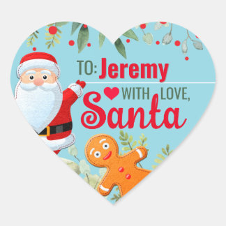 Sticker Cœur "Amour, Père Noël" Biscuit de Noël personnalisé No