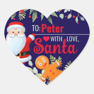 Sticker Cœur Amour, Père Noël Gingerbread Noël Cadeau Navy pers