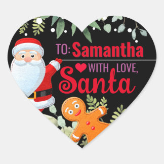 Sticker Cœur Amour, Père Noël Gingerbread Noël Noir
