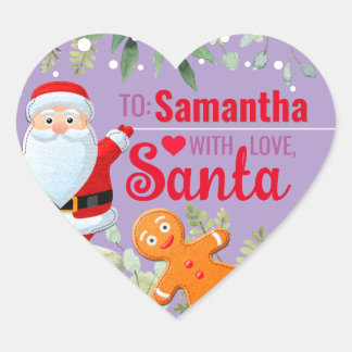 Sticker Cœur Amour, Père Noël Gingerbread Noël Personnalisé Vio