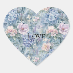 Sticker Cœur Amour romantique rose violet floral
