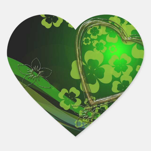 Sticker Cœur Amour shamrock vert (Devant)