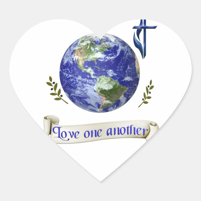 Sticker Cœur Amour sur un autre (Devant)