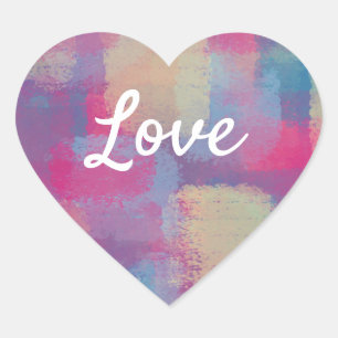 Sticker Cœur Amour Texte Coeur Forme Pastel Patchwork Motif