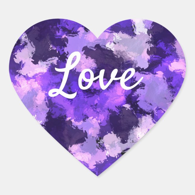 Sticker Cœur Amour Texte forme coeur violet bleu et Cool (Devant)