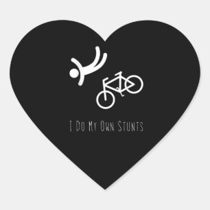 Sticker Cœur amoureux de vélo - je fais mes propres cascades bm