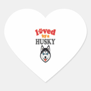 Sticker Cœur Amoureux des chiens Husky