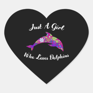 Sticker Cœur amoureux des dauphins juste une fille qui aime les