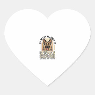 Sticker Cœur Amoureux du Berger Allemand Gravure Vintage Chien 