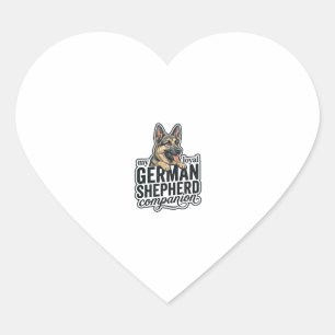 Sticker Cœur Amoureux du Berger Allemand Gravure Vintage Typogr