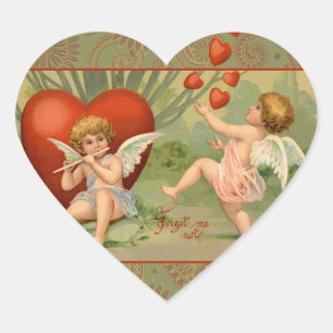 Sticker Cœur Amours Antiques de la Saint-Valentin Cupidons