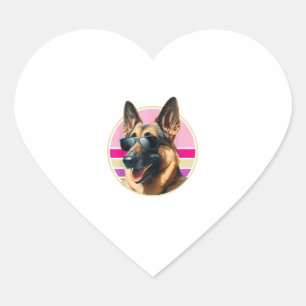 Sticker Cœur Amusant berger allemand Chien Design Art Costume O