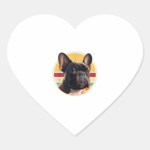 Sticker Cœur Amusant Français Bulldog Retro tenues Vêtements mi