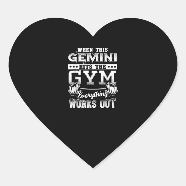 Sticker Cœur Amusant Gemini Gym Conception d'entraînement (Devant)