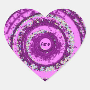 Sticker Cœur AMY ~ Motif d'argent violet ~ Valenti personnalisé