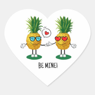 Sticker Cœur Ananas personnalisé Emoji amour couple