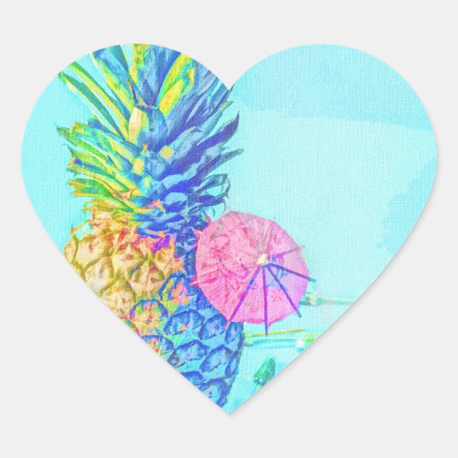 Sticker Cœur Ananas Tropical (Devant)