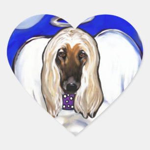 Sticker Cœur Ange Afghan Hound
