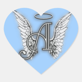 Sticker Cœur Ange Coeur rose Ailes Monogramme