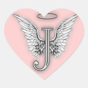 Sticker Cœur Ange Coeur rose Ailes Monogramme