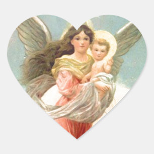 Sticker Cœur Ange gardien avec enfants