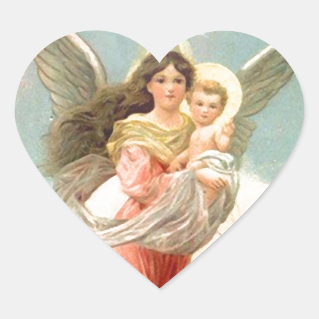Sticker Cœur Ange gardien avec enfants (Devant)