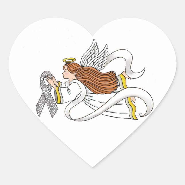 Sticker Cœur Angel de sensibilisation "ruban dentelle" (Devant)
