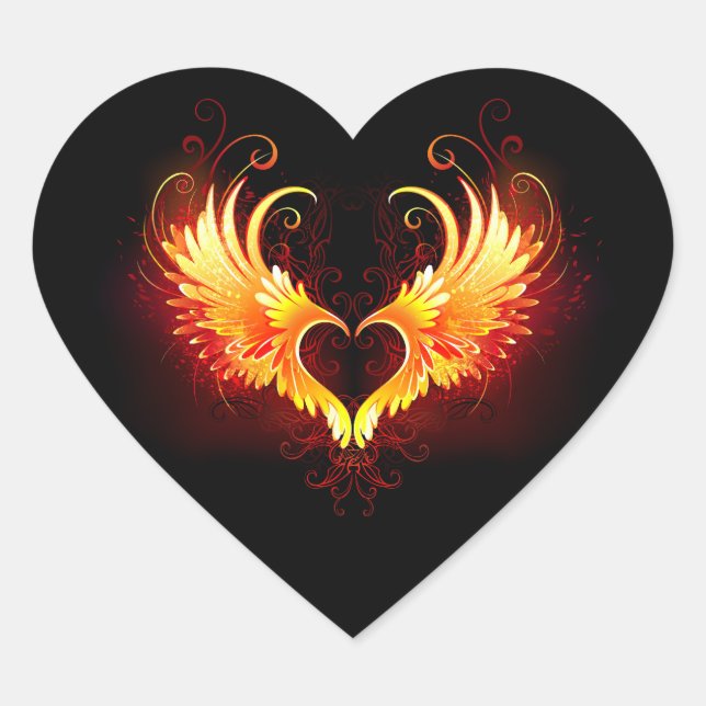 Sticker Cœur Angel Fire Heart with Wings (Devant)