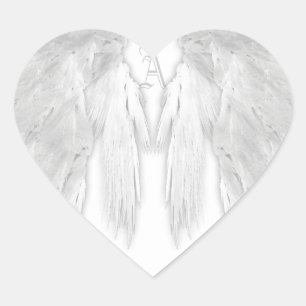 Sticker Cœur ANGEL WINGS Blanc Personnalisé Monogramme