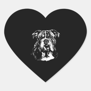 Sticker Cœur Anglais Bulldog Portrait minimaliste Vêtements