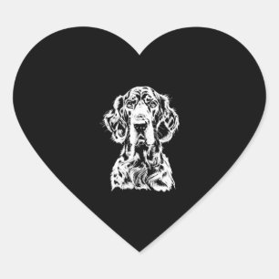 Sticker Cœur Anglais Setter Portrait Minimaliste