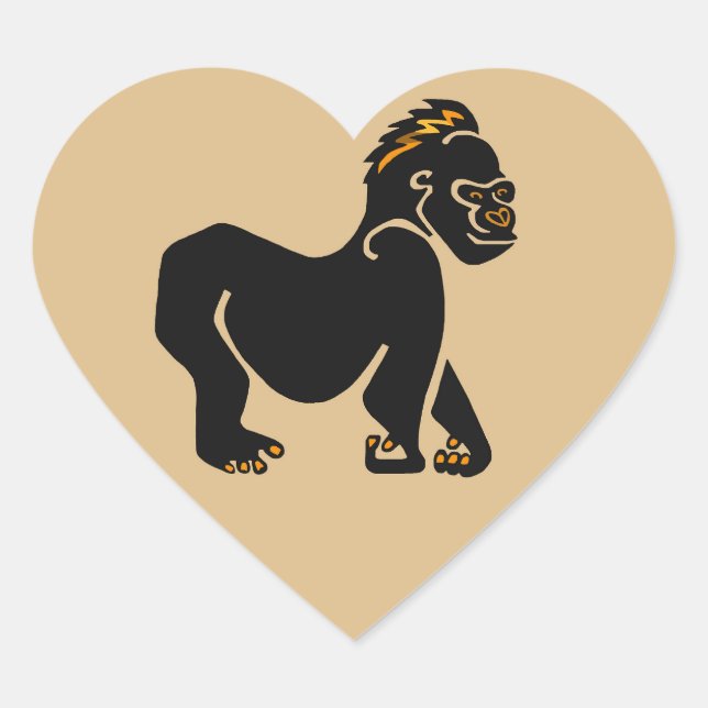 Sticker Cœur Animaux sauvages - GORILLA - singe -primate - faun (Devant)
