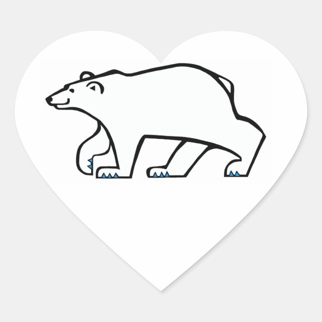 Sticker Cœur Animaux sauvages - J'aime les OURS polaires - Amou (Devant)