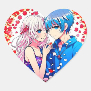 Sticker Cœur Anime Couple Mariage unique