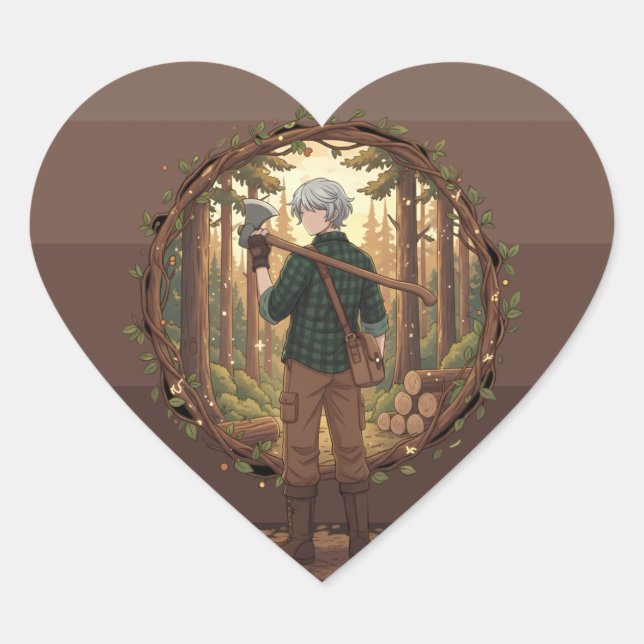 Sticker Cœur Anime Gardien de la Forêt (Devant)