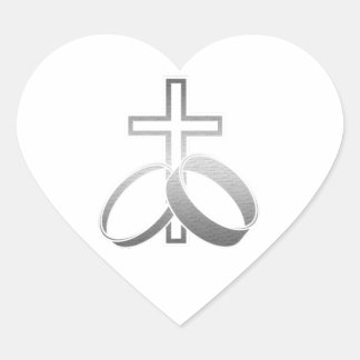 Sticker Cœur Anneaux mariages et art croisé