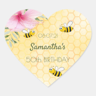 Sticker Cœur Anniversaire bourdon abeilles monographie nid